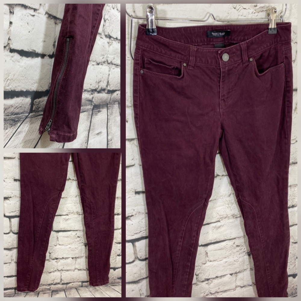 WHBM Skinny Leg Skimmer Jean Cabernet Zip Ankle